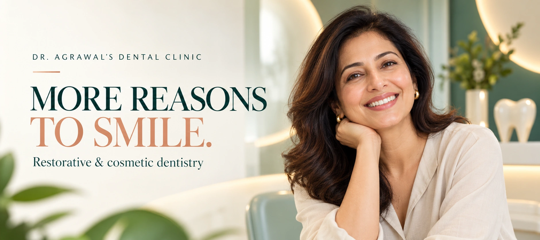 More reasons to smile. Restorative and cosmetic dentistry. Illustrative dental campaign image.